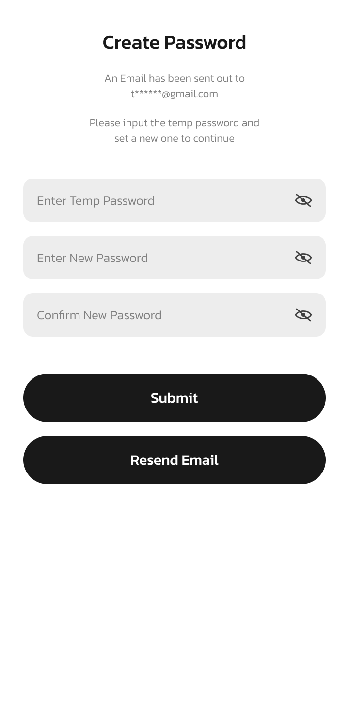 Create password screen